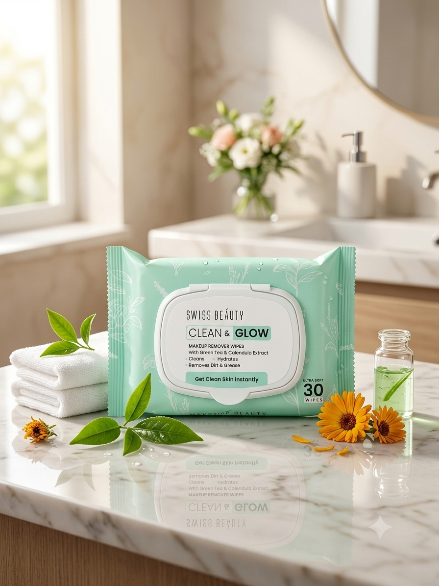 Swiss Beauty Clean & Glow makeup remover wipes pack