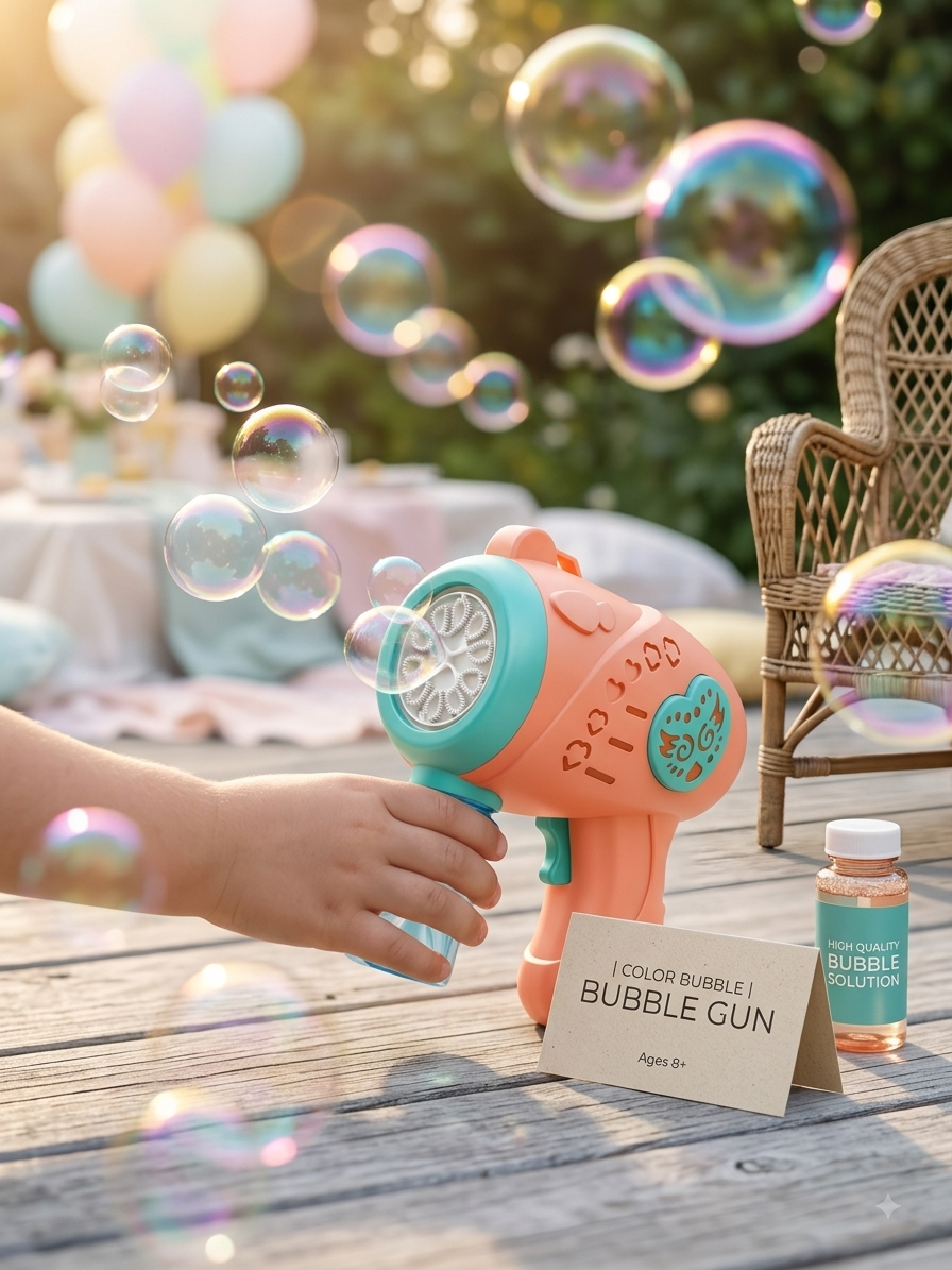 Handheld bubble gun toy with bubble solution