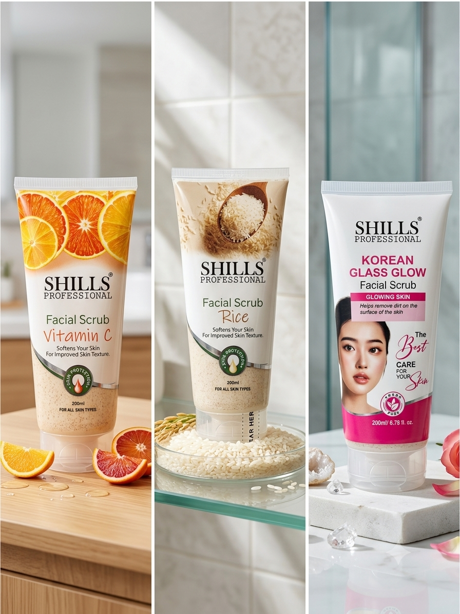 Shills Professional Facial Scrub in Vitamin C, Rice and Korean Glass Glow