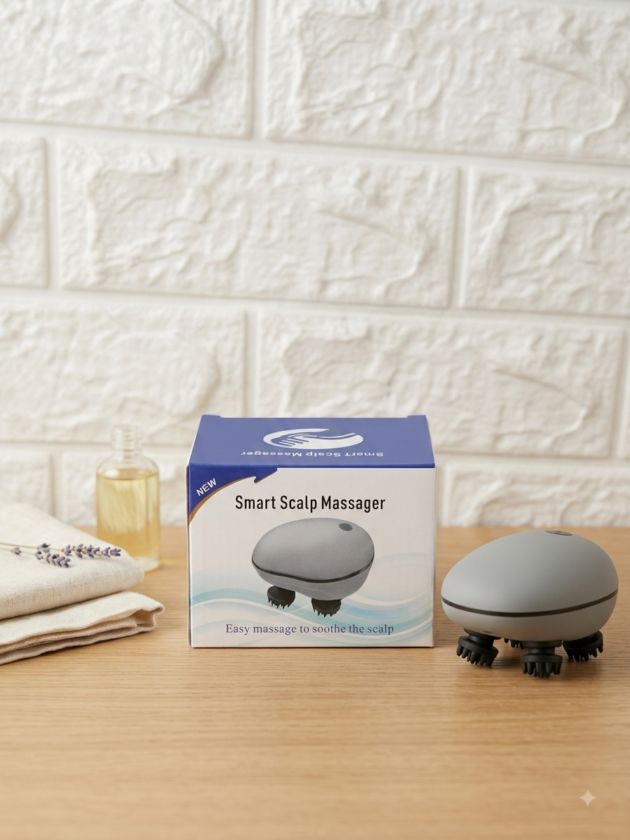 Handheld electric smart scalp massager with silicone nodes
