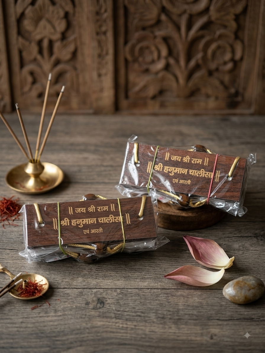 Wooden engraved Hanuman Chalisa and Aarti book